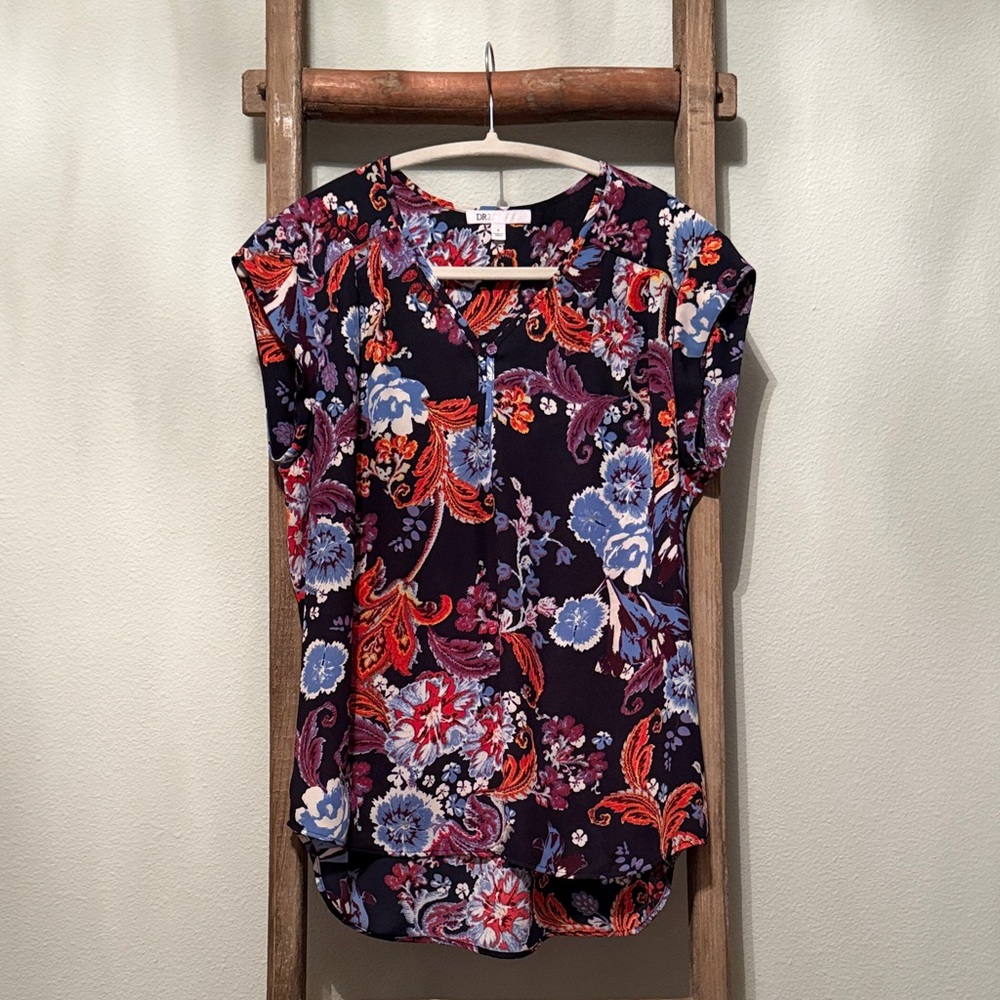 DR2 Navy Floral Women's Blouse